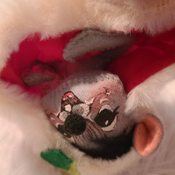 1980s Annalee Christmas Mouse Holly Sleepy Nestled in Christmas Stocking Vtg - Picture 9 of 9